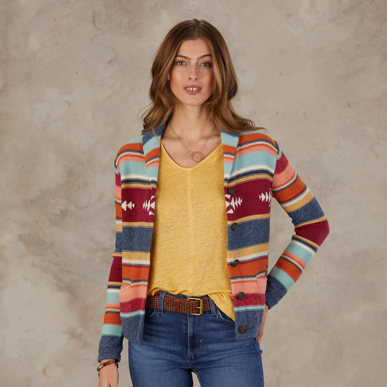 PENDLETON SHAWL CARDIGAN NAVY MULTI