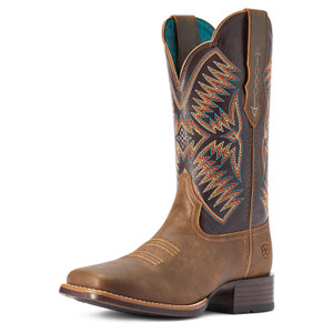 ARIAT WOMENS RIDGEBACK DISTRESSED TAN WESTERN BOOT - FRINGE