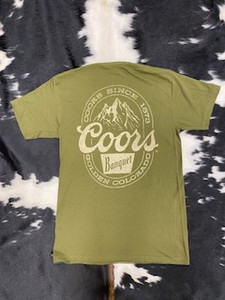 Coors Banquet Rodeo Logo Distressed Front and Back Tan T-Shirt-Medium