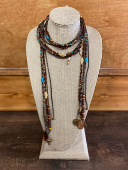 AMYKAP LARIAT BONE/TURQUOISE NECKLACE