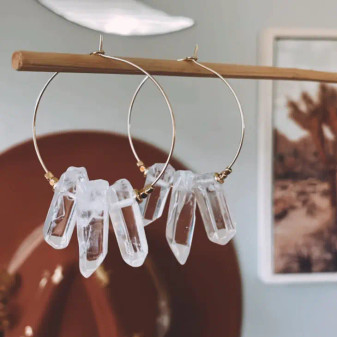HH CLEAR QUARTZ HOOP EARRING
