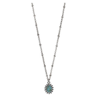 JUSTIN OVAL FAUX TURQUOISE CHARM NECKLACE