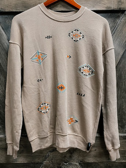 AZTEC PRINT BEIGE CREWNECK