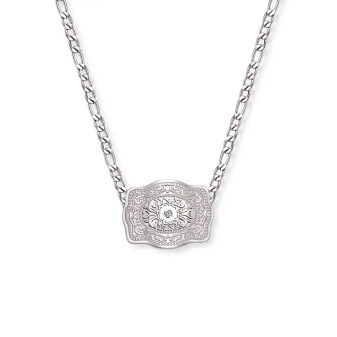 Mini Belt Buckle Necklace (Amelia Rose) - Silver