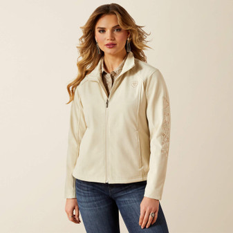 ARIAT WOMENS SOFTSHELL JACKET- OYSTER GREY/DUNE