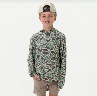 BURLEBO YOUTH PERFORMANCE HOODIE RETRO DUCK CAMO