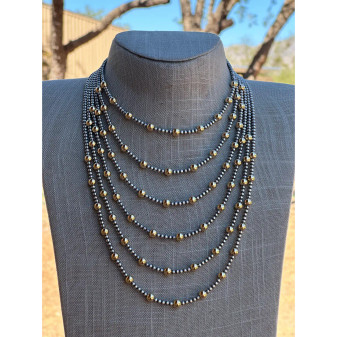 NT NAVAJO STERLING SILVER & GOLD NECKLACE 20"