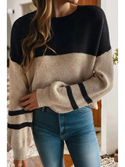 BLACK/TAN COLOR BLOCK SWEATER