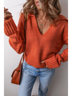 BURNT ORANGE V NECK SWEATER