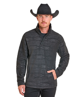R&R MENS EMBOSSED FLEECE GREY PULLOVER