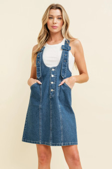DENIM OVERALL MIDI DRESS