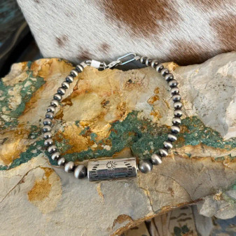 BARREL BEAD STERLING PEARL BRACELET