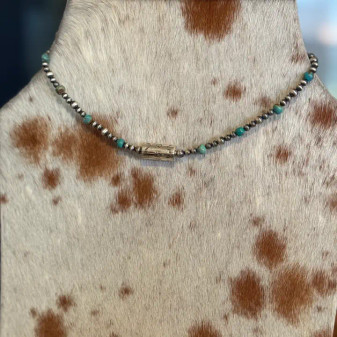 Turquoise & Barrel Bead Necklace