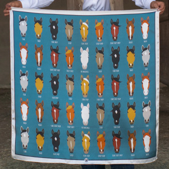 FRINGE SCARVES 35X35 - BLUE MARKINGS 