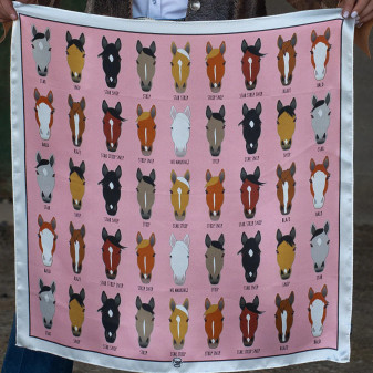 FRINGE SCARVES 35X35 - PINK MARKINGS 