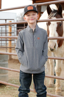 CINCH BOYS GREY 1/4 ZIP WINDBREAKER