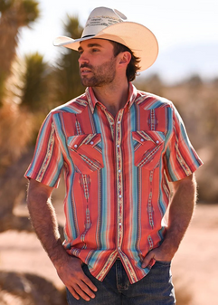 PANHANDLE SLIM JACQUARD STRIPED SHORT SLEEVE PEARL SNAP
