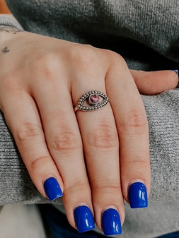 SINGLE STONE EVIL EYE RING 