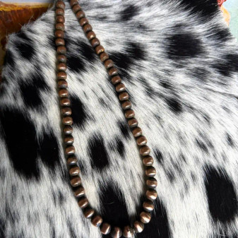 8MM COPPER PERAL NECKLACE 24" 