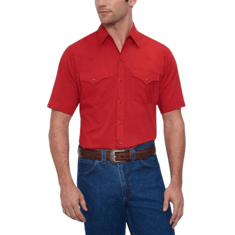 ELY CATTLEMEN SOLID CLASSIC PEARL SNAP SHORT SLEEVE