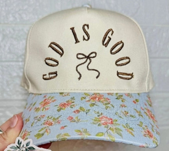 GOD IS GOOD FLORAL HAT