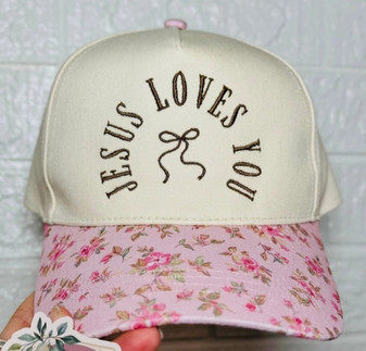 JESUS LOVES YOU FLORAL HAT