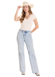 ROCK&ROLL WOMENS LIGHT WASH WIDE LEG JEAN