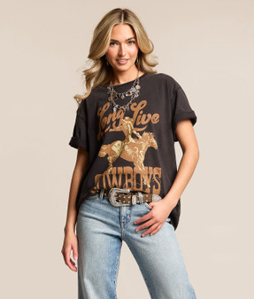 Wrangler Retro® Short Sleeve T-Shirt – Regular Fit, Black Beauty – “Long Live Cowboys”