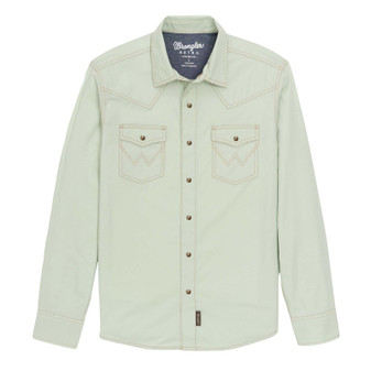 Wrangler Retro® Premium Long Sleeve Snap Shirt – Modern Fit, Green – Men’s Western Shirt