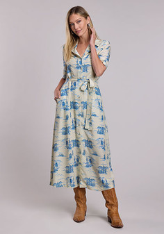 STETSON WOMENS INIDGO TRAIL PRINTED DRESS