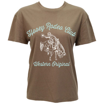 HOOEY WOMENS RODEO CLUB TEE - BROWN/TURQ