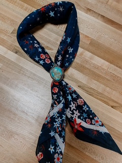 PAIGE WALLACE TURQUOISE SCARF SLIDES 