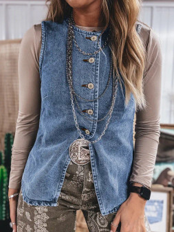  DENIM BUTTON VEST