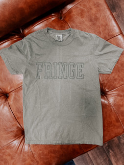 FRINGE EMBROIDERED GREEN TEE 