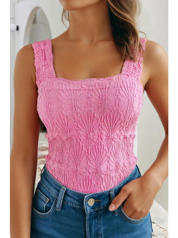 WOMENS TEXTURED HOT PINK TANK TOP 