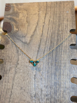 SOL B3134 BRASS TURQUOISE TEARDROP NECKLACE 