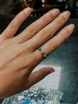 SOL COPPER/TURQ STACKED RING
