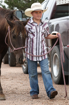 CINCH BOYS PEARL SNAP WHITE / BURGANDY SHORT SLEEVE