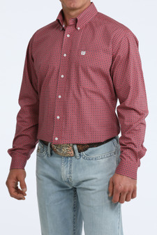 CINCH MENS PINK BUTTON UP LONG SLEEVE 