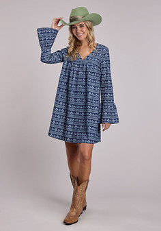 ROPER WOMENS PRINTED LONG SLEEVE DRESS