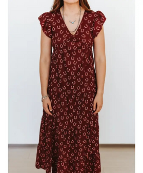 WINE HORSESHOE DRESS