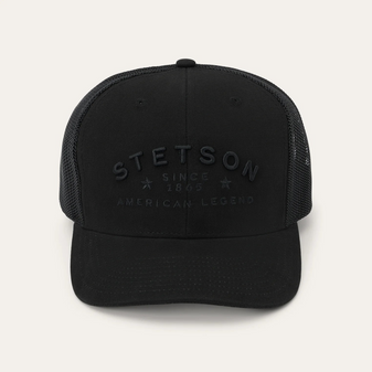 STETSON BLACK EMBROIDERED BALL CAP