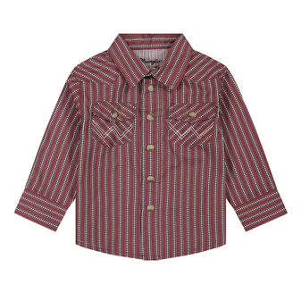 WRANGLER LITTLE BOYS RED LONG SLEEVE SHIRT