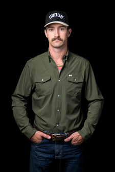 FERRELL MEN'S OLIVE GREEN LONG SLEEVE PEARL SNAP SHIRT