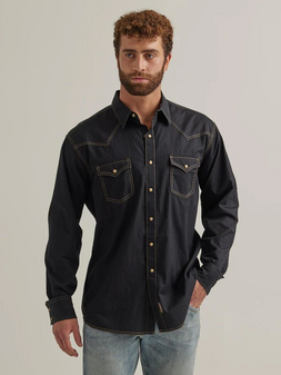 WRANGLER RETRO PREMIUM BLACK LONG SLEEVE SHIRT