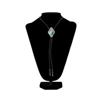 BLACK SOUTHWEST CONCHO TURQUOISE BOLO TIE