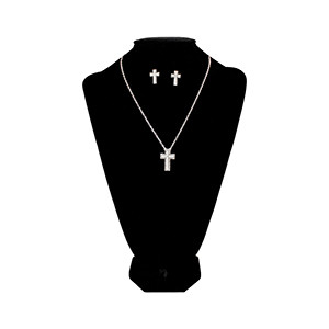 CROSS NECKLACE AND EARRING SET 