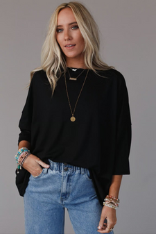 BLACK COZY COOL OVERSIZED WOMENS TEE