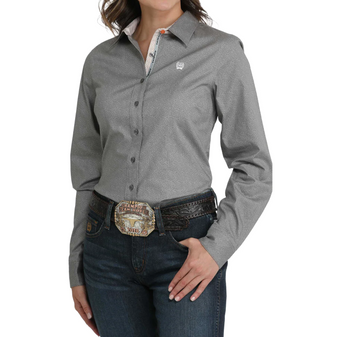 CINCH WOMENS GRAY LONG SLEEVE BUTTON DOWN