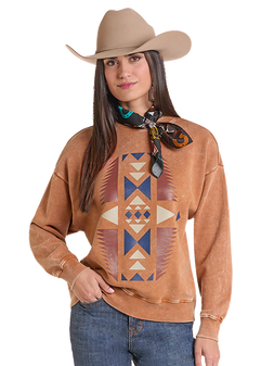 PANHANDLE SLIM WOMENS AZTEC CREW PULLOVER